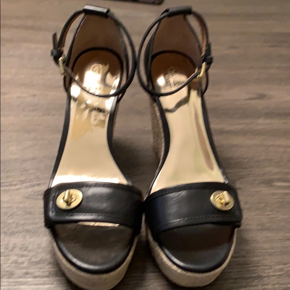 Coach Black and Gold Wedges
